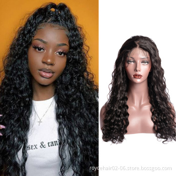 Wholesale Brazilian Virgin Remy Hair Water Wave Wig, 150% Density Raw Unprocessed 4x4 Transparent Lace Front Wig
